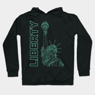 Liberty and the Statue of Liberty in a green line drawing design #2 Hoodie